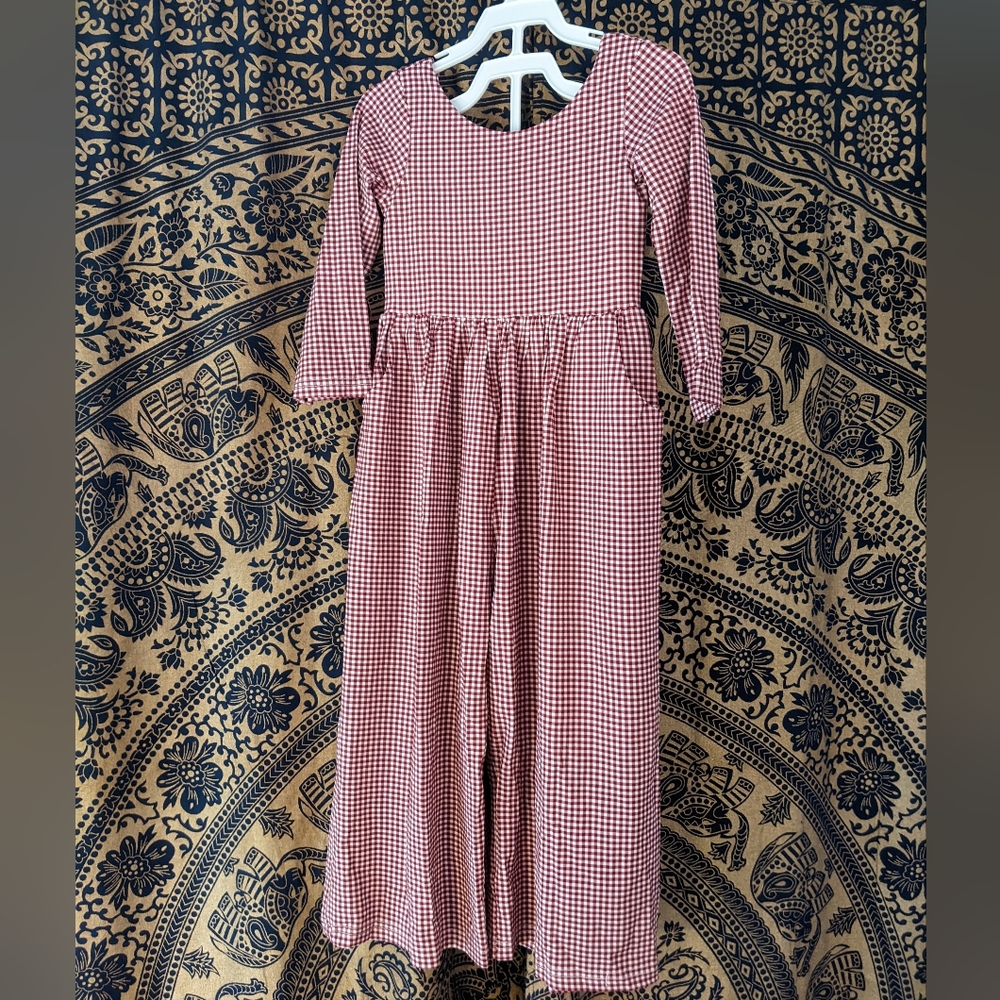 Sweet Honey Leggy Romper - burgundy check 3T